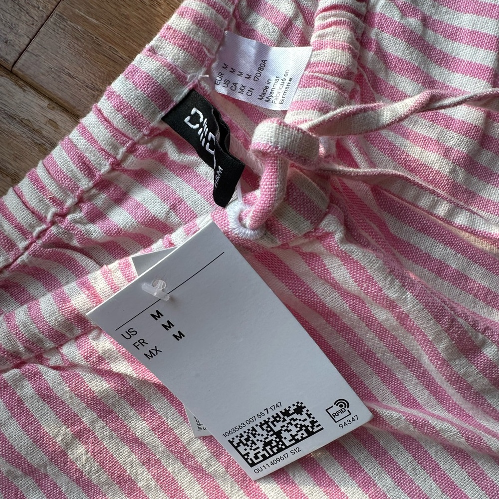 Brand New (NWT) H&M Linen Striped Set - pink & white - Picture 2 of 5